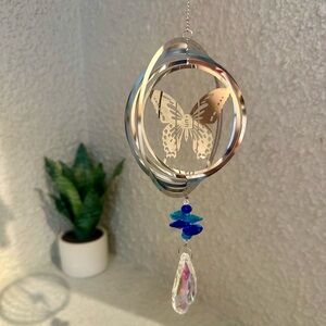 Silver Butterfly Crystal Sun Catcher